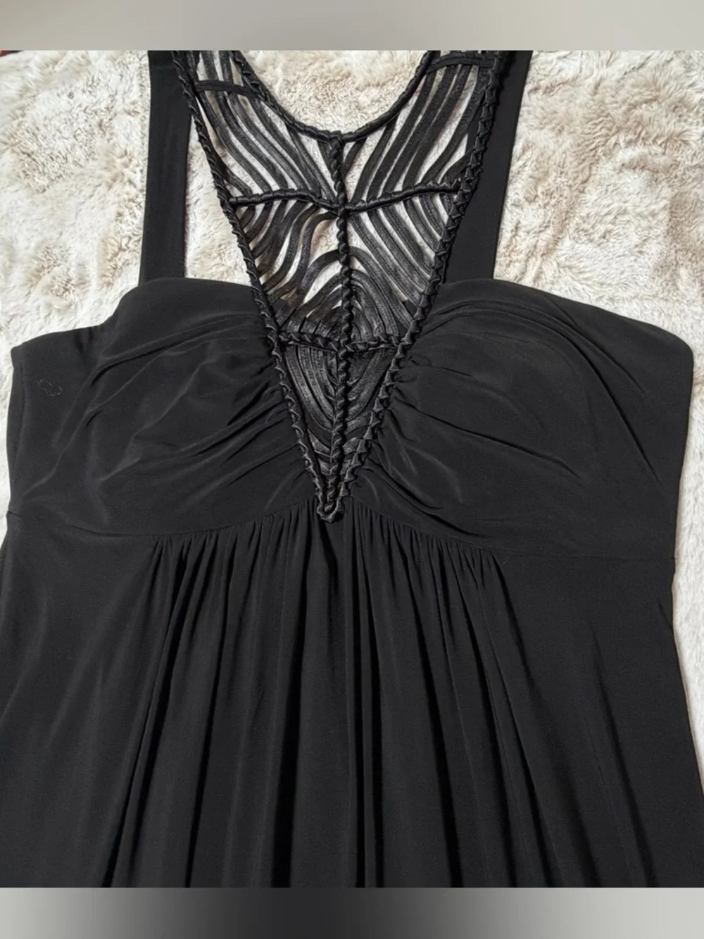 Boston Proper Black Sleeveless Maxi Dress with Lace Front Yoke XL - Picture 4 of 12